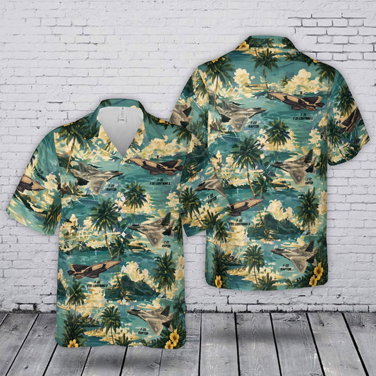 USAF F-22 Raptor & F-35 Lightning II Tropical Hawaiian Shirt