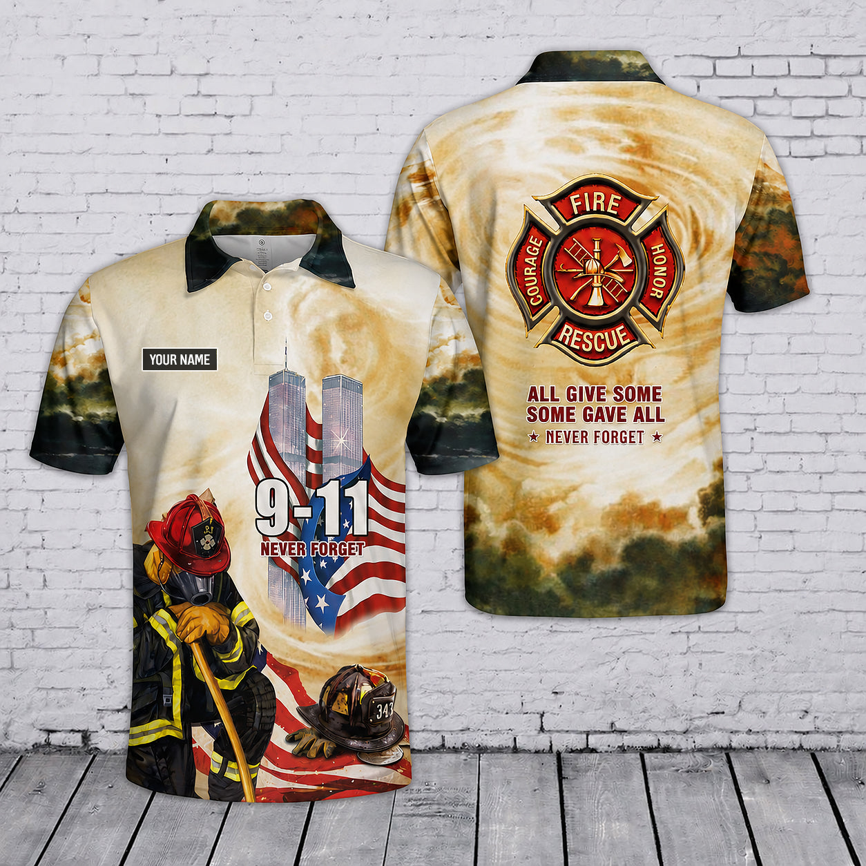 Custom Name 9/11 Days Firefighter All Gave Some, Some Gave 2026 Memorial Polo Shirt