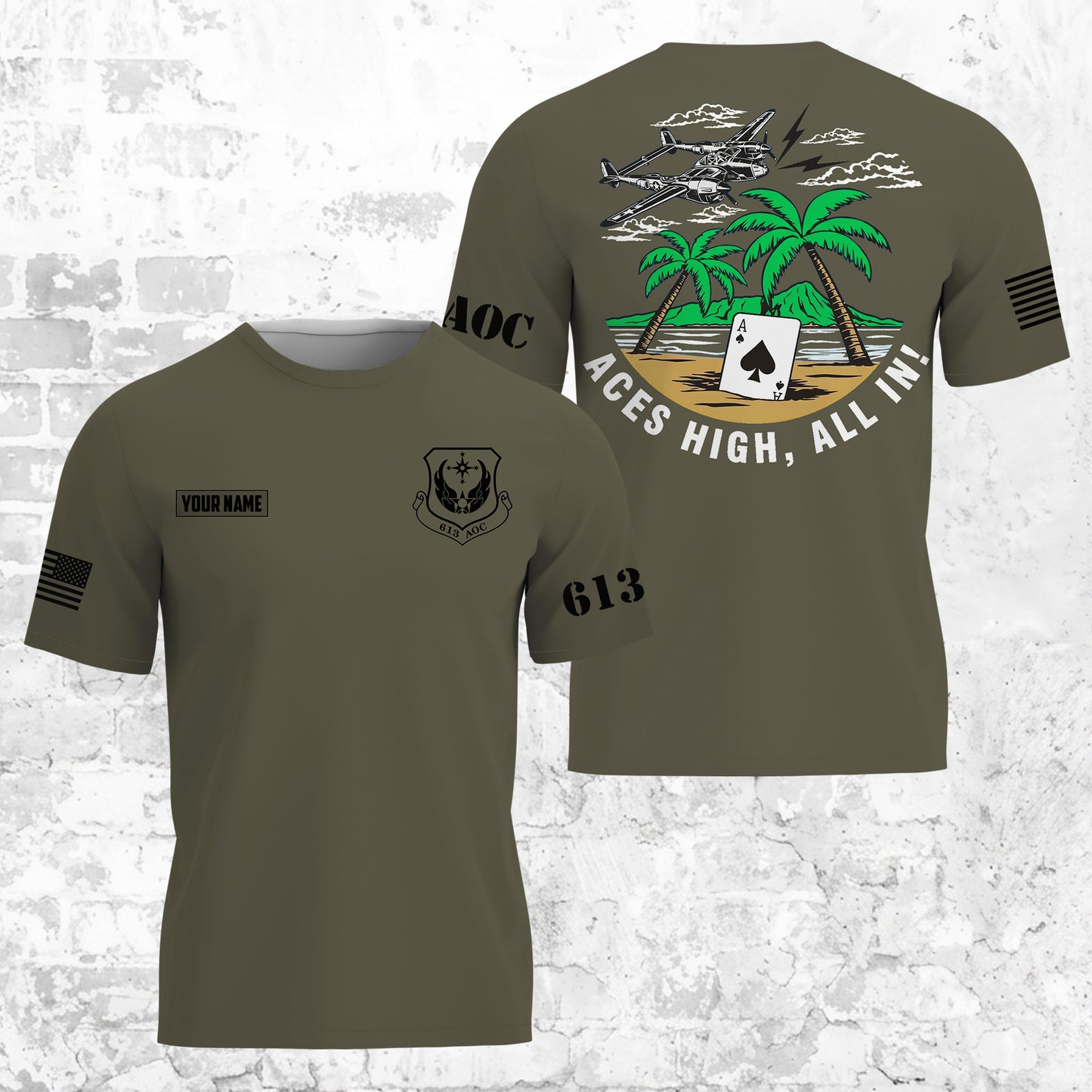 Custom Name 613th Air Operations Center (613 AOC) 3D T-shirt