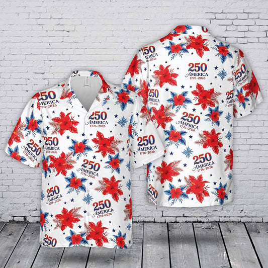 American 250th Anniversary 1776-2026, Independence Day, USA 4th July Hawaiian Shirt