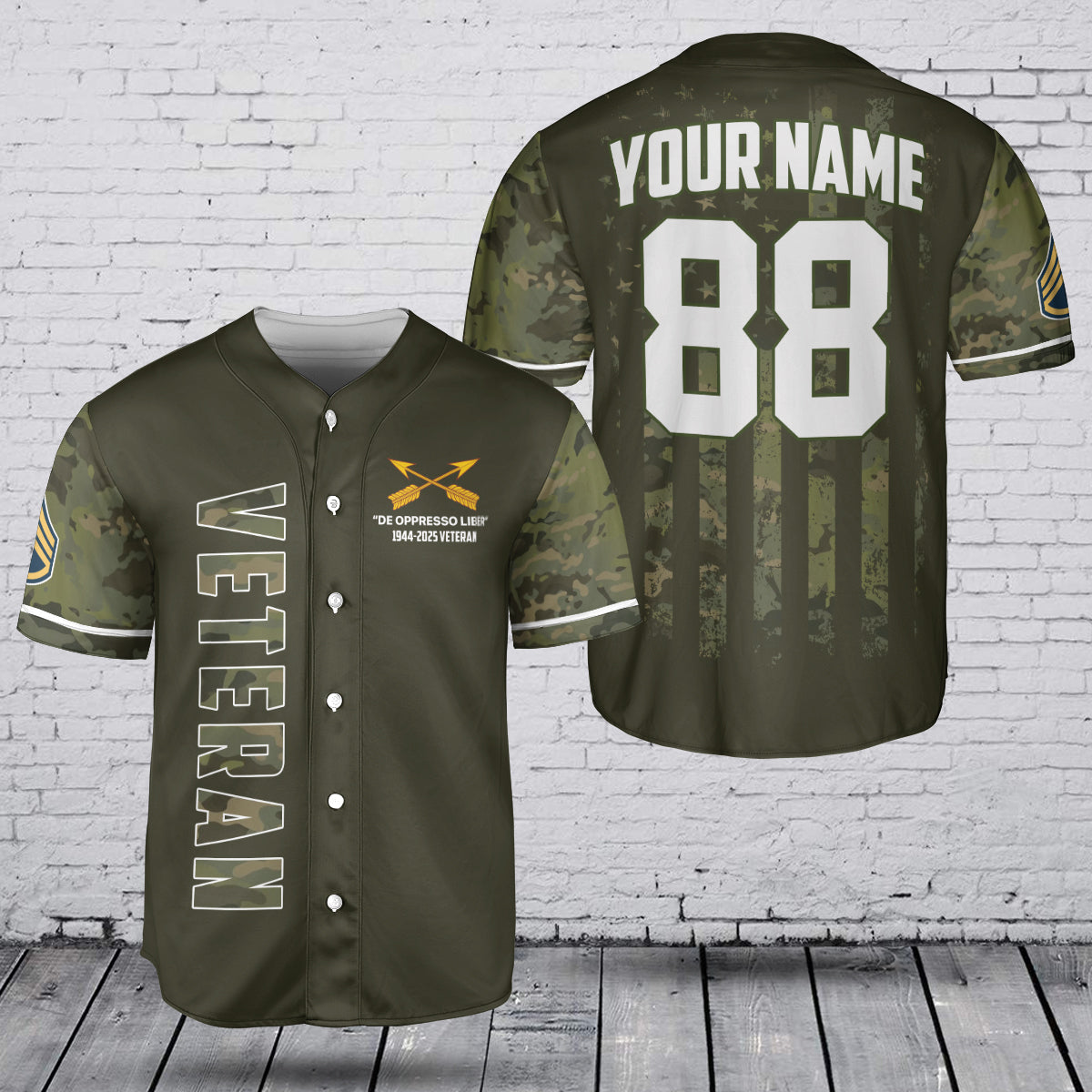 Custom Name, Rank & Year US Army Special Forces (Green Berets) Proud To be A Veteran of America Baseball Jersey