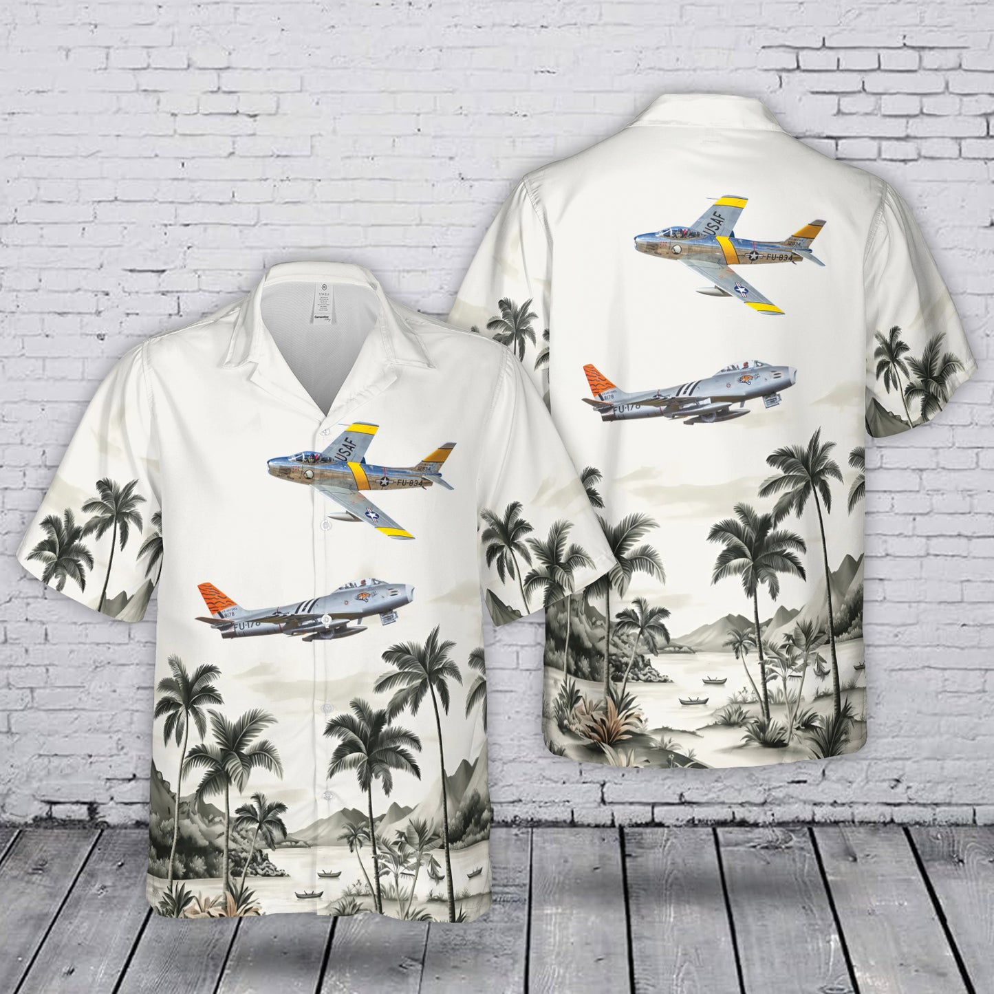 USAF F-86 Sabre Aircraft Classic Hawaiian Shirt