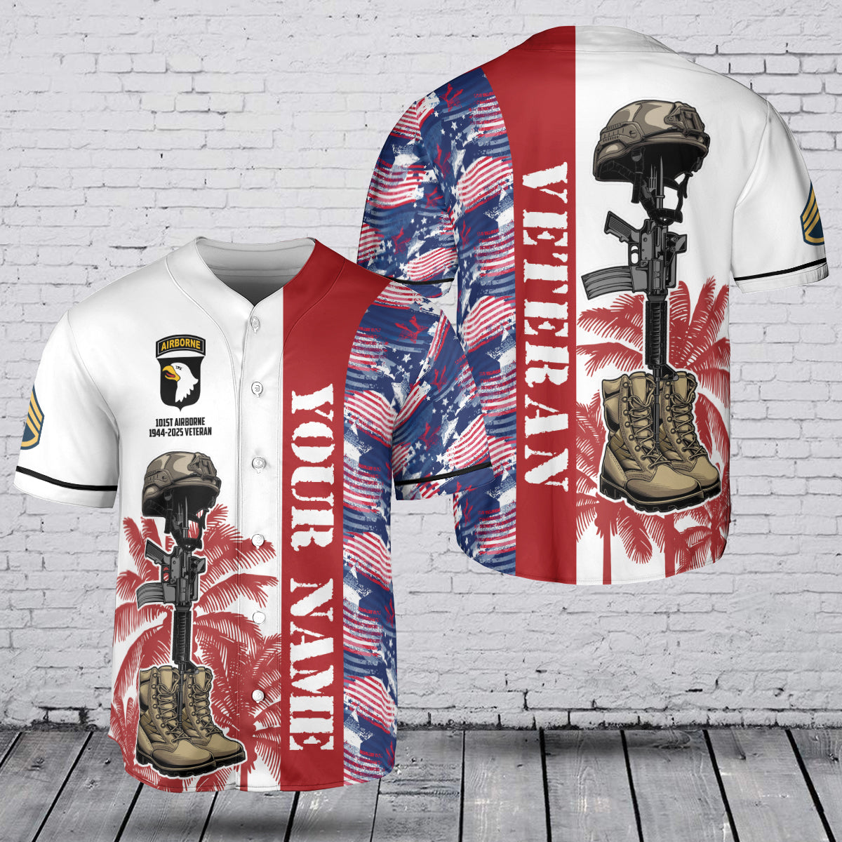 Custom Name, Rank & Year 101st Airborne Division (Screaming Eagles) Proud To be A Veteran of America Baseball Jersey