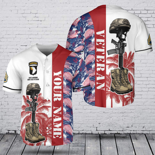 Custom Name, Rank & Year 101st Airborne Division (Screaming Eagles) Proud To be A Veteran of America Baseball Jersey