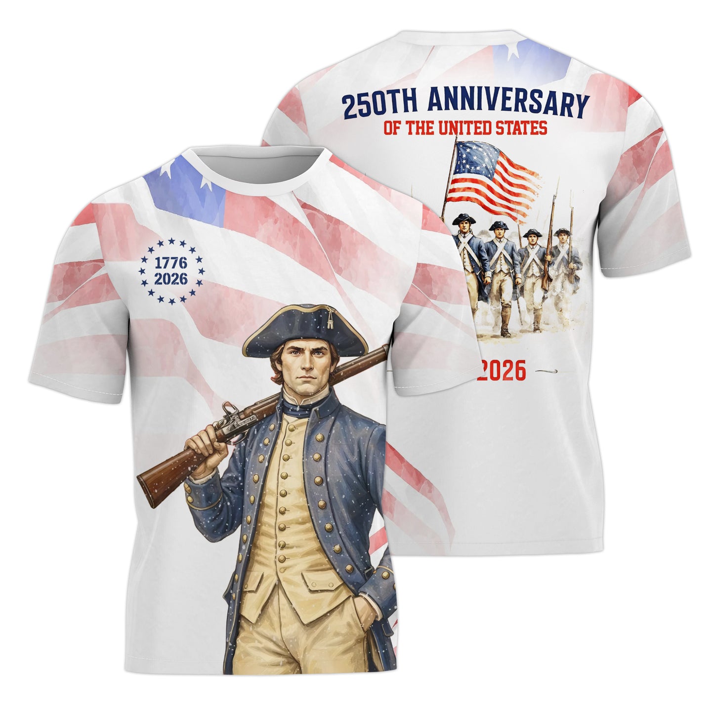 America 250th Anniversary, USA Independence Day 4 of July 3D T-Shirt