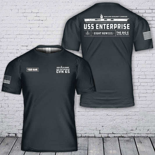 Custom Name USS Enterprise Nuclear Powered Aircraft Carrier (CVN-65) 3D T Shirt