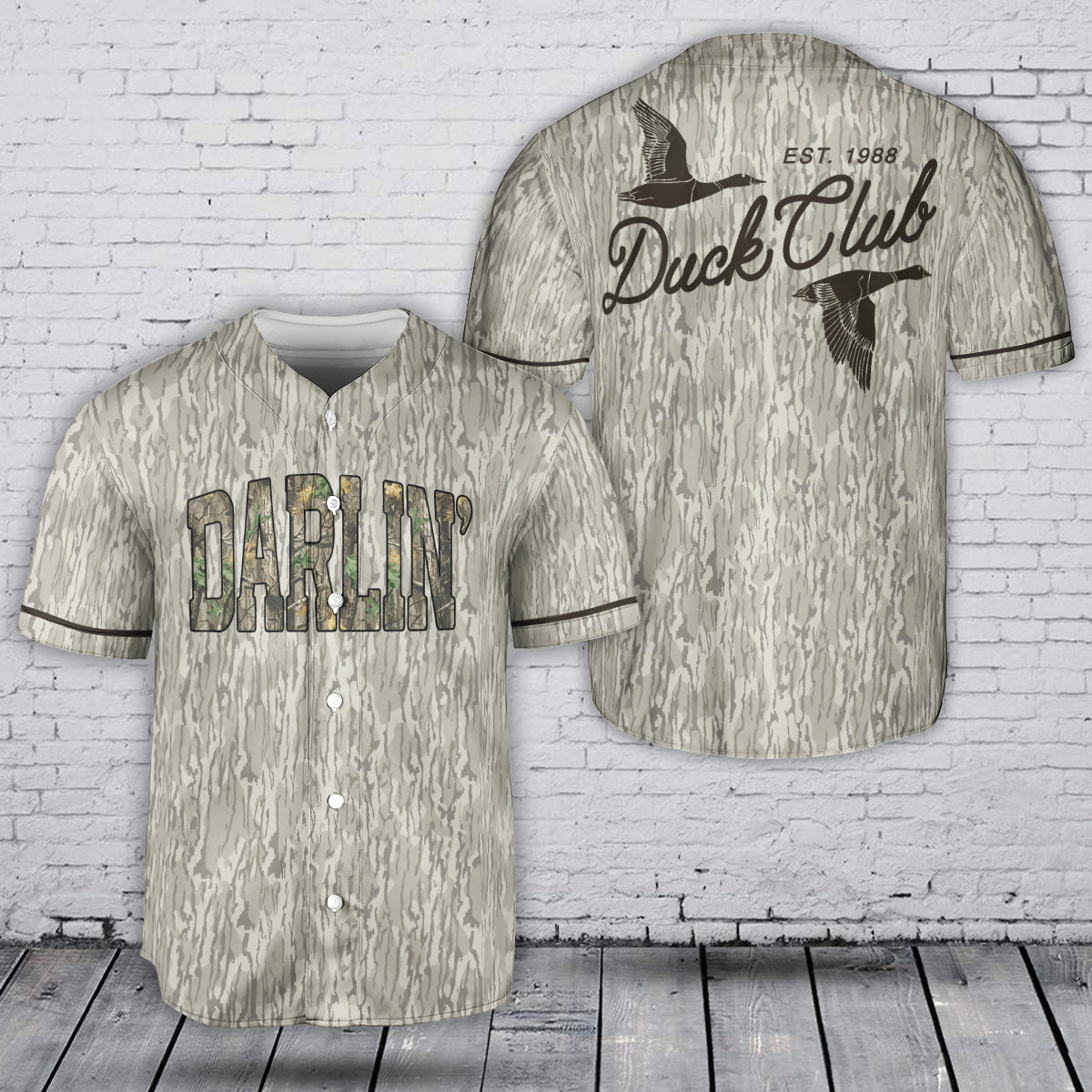 Duck Hunting Camo Baseball Jersey