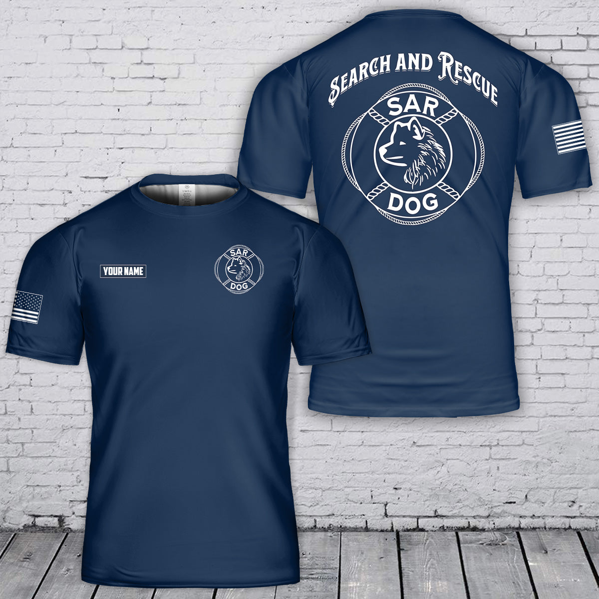 Custom Name Search and Rescue K9 SAR Dog 3D T-Shirt