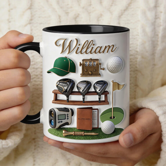 Personalized Golf Mug, Golf Lover Coffee Cup, Father's Day Gift For Dad Grandpa