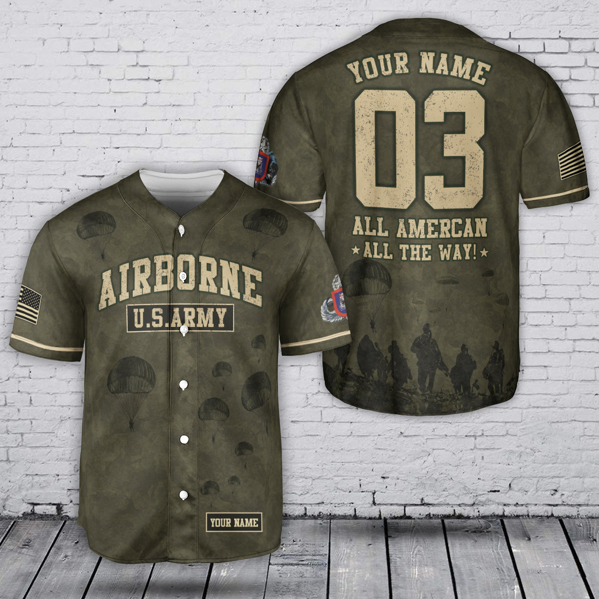 Custom Name & Number 3rd Brigade Combat Team, 82nd Airborne Division Baseball Jersey