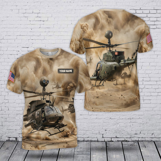 Custom Name U.S Army OH-58 Kiowa 3D T-Shirt