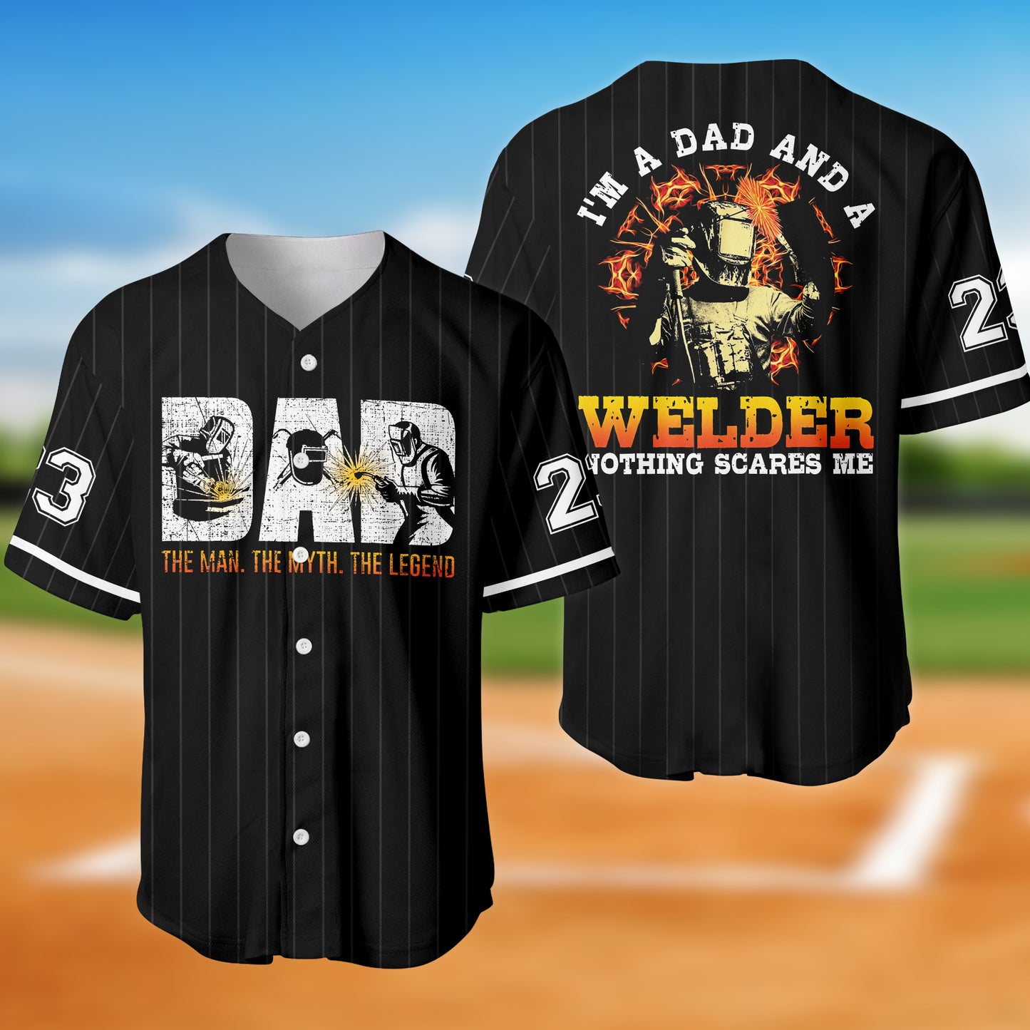 Custom Welder Apparel, Welding Dad Man Myth Legend, Father's Day Baseball Jersey