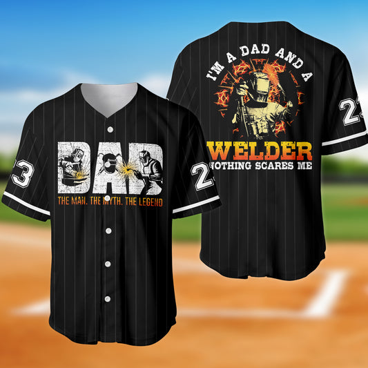 Custom Welder Apparel, Welding Dad Man Myth Legend, Father's Day Baseball Jersey