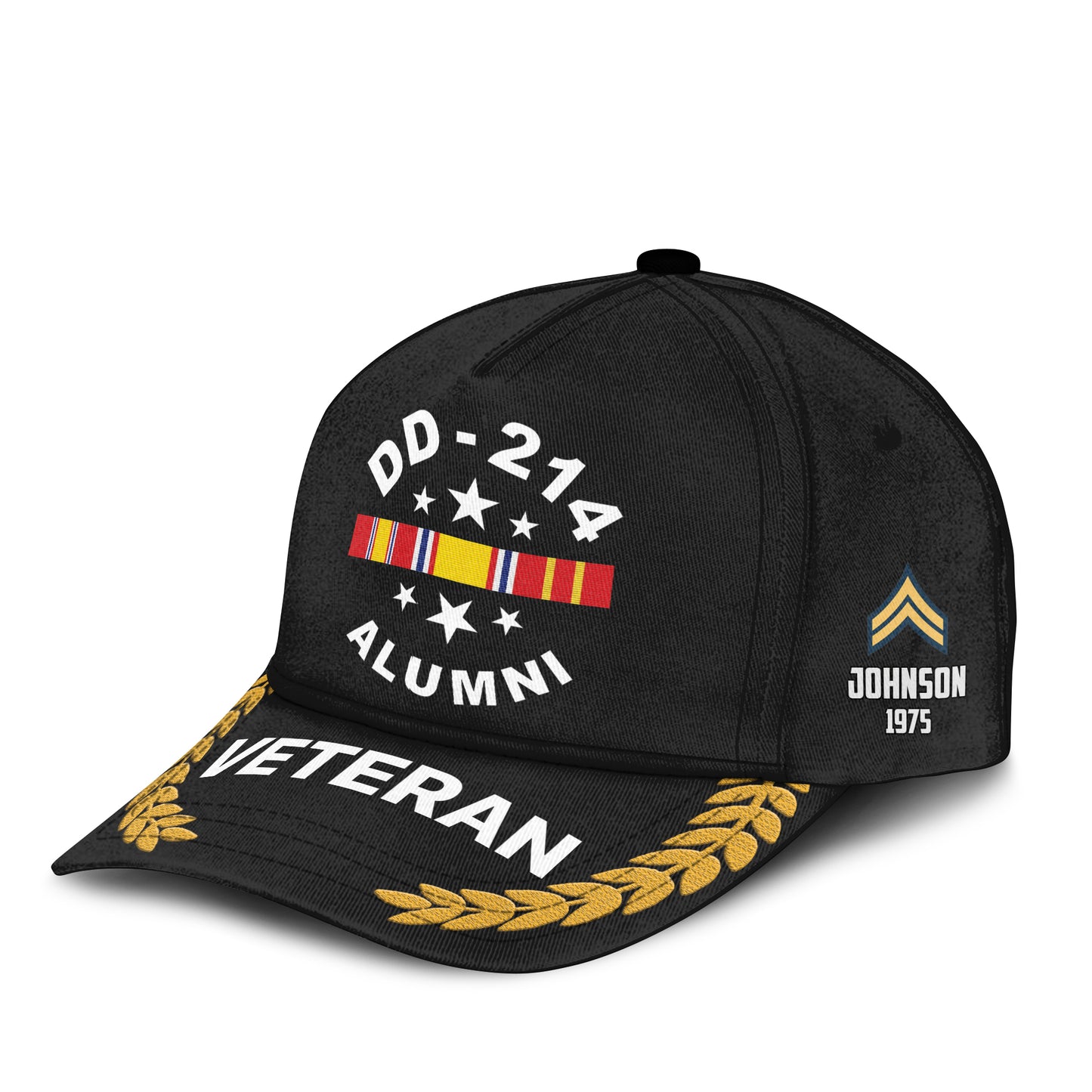 Custom Name, Year & Rank Military Veteran Baseball Cap