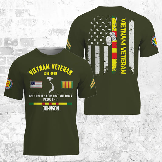 Custom Name & Rank Military Veteran 3D T-shirt