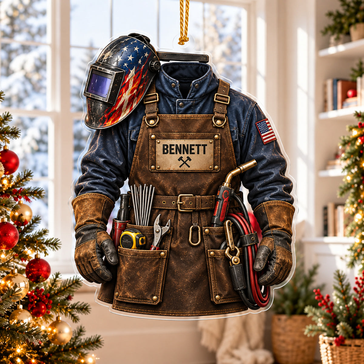 Personalized Welder Uniform Acrylic Ornament - Custom Name Welding Christmas Gift
