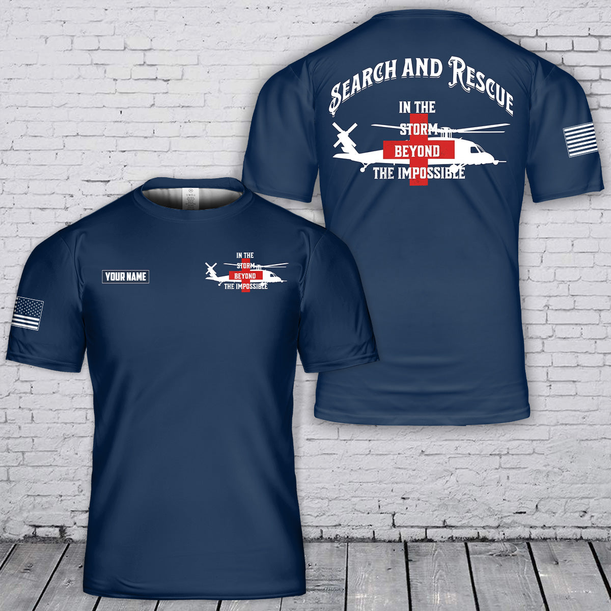 Custom Name Search and Rescue (SAR) 3D T-Shirt