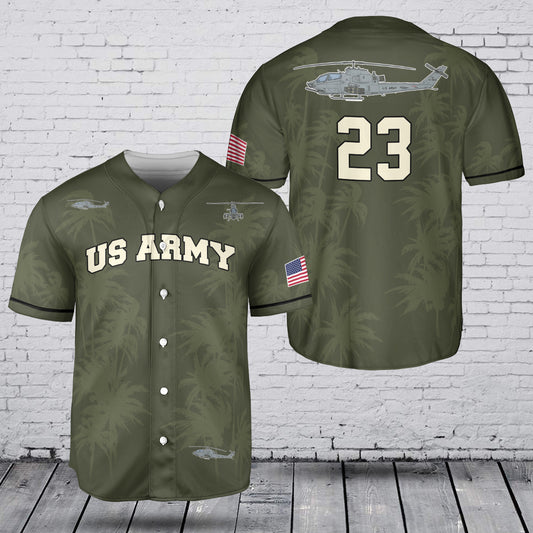 Custom Number US Army Bell AH-1 Cobra Baseball Jersey