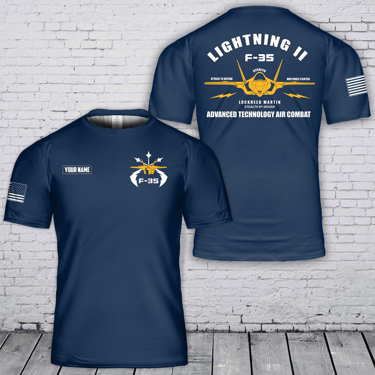 Custom Name USAF F-35 Lightning II 3D T-Shirt