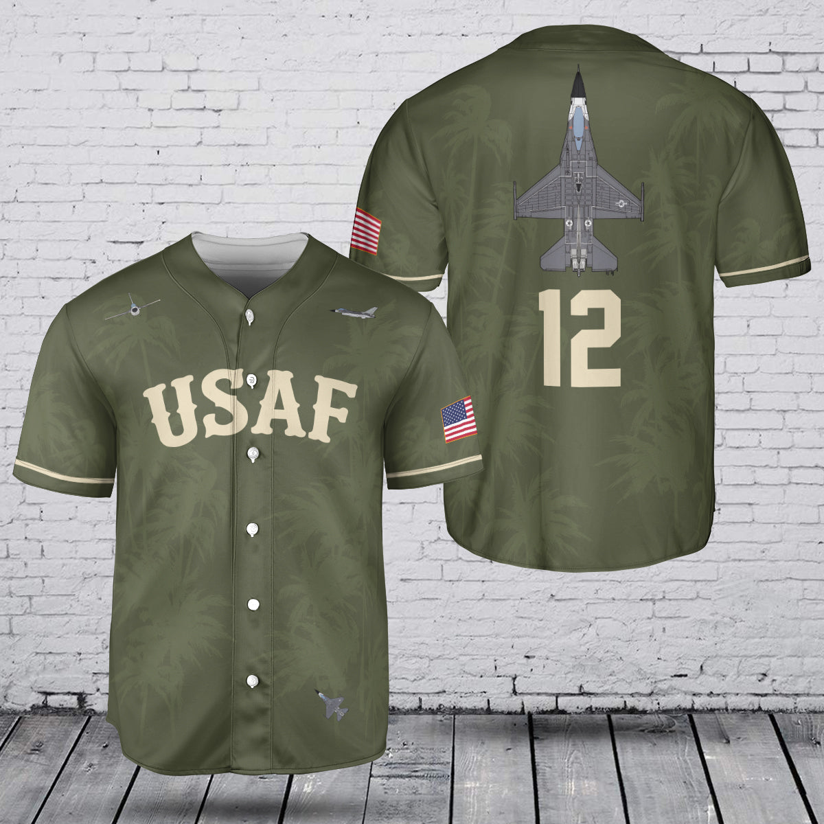 Custom Number USAF General Dynamics F-16 Fighting Falcon Baseball Jersey