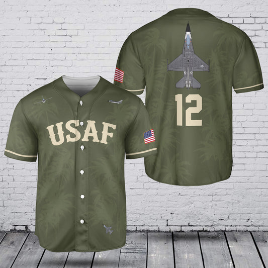Custom Number USAF General Dynamics F-16 Fighting Falcon Baseball Jersey