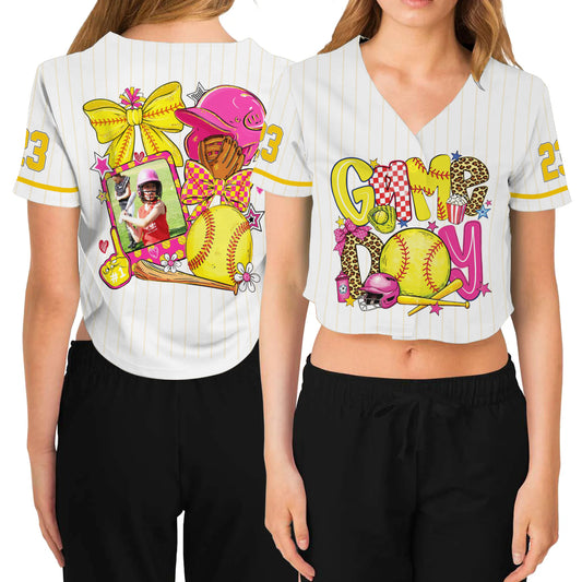 Custom Softball Mom Gameday Crop Top Baseball Jersey