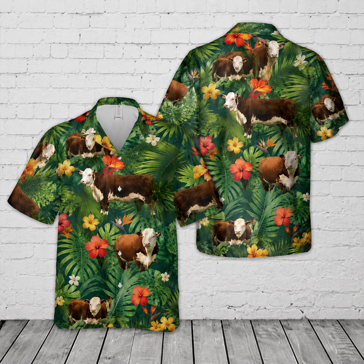Hereford Cattle Cow Hawaiian Shirt