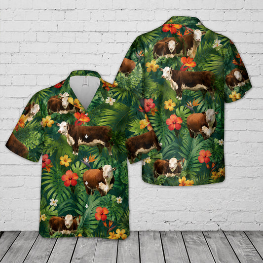 Hereford Cattle Cow Hawaiian Shirt