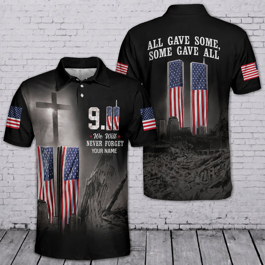 Custom Name 9/11 Days Firefighter All Gave Some, Some Gave 2026 Memorial Polo Shirt