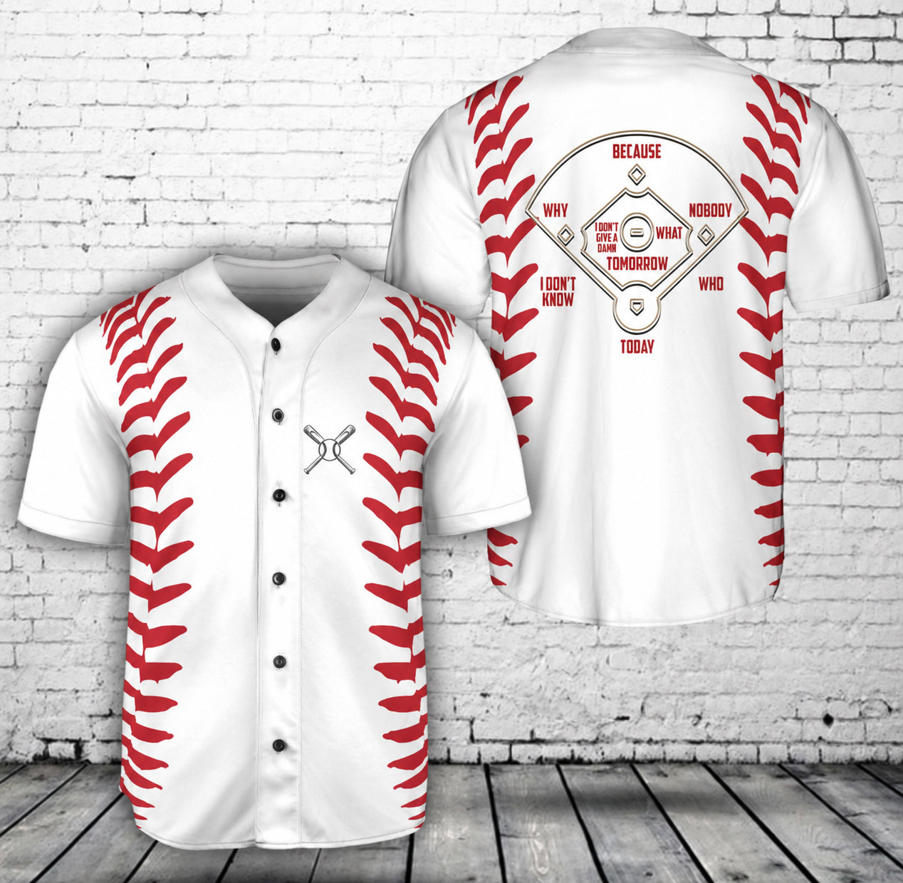 Baseball Field Jersey - I Don't Give a Damn Tomorrow - Baseball Fan Gift Baseball Jersey