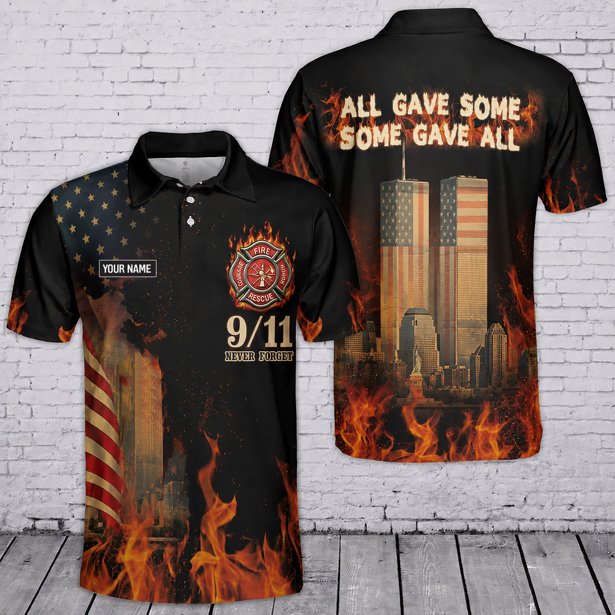 Custom Name 9/11 Days Firefighter All Gave Some, Some Gave 2026 Memorial Polo Shirt