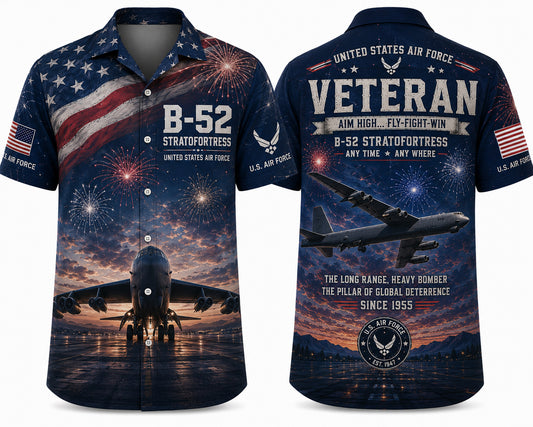 U.S Air Force B-52 Stratofortress Veteran Hawaiian Shirt
