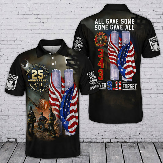 Custom Name 9/11 Days Firefighter All Gave Some, Some Gave 2026 Memorial Polo Shirt