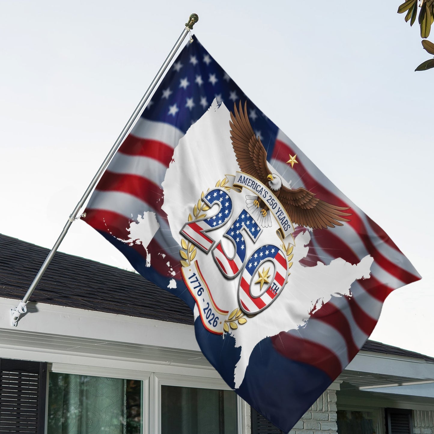 American 1776-2026 250th Anniversary July 4th Semiquincentennial House Flag
