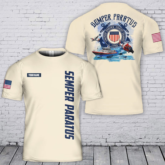 Custom Name US Coast Guard Semper Paratus 3D T-Shirt