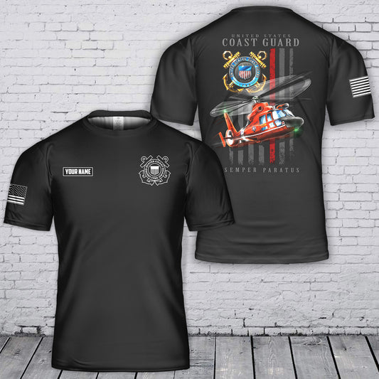 Custom Name Coast Guard Patriotic Flag 3D T-Shirt
