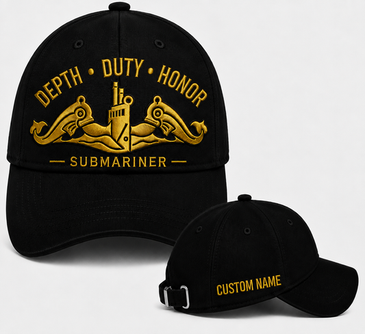 Custom Name Submariner Depth Duty Honor Embroidered Cap
