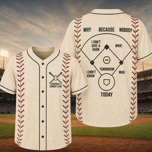 Baseball Comedy Club Vintage Baseball Jersey - Funny Umpire "I Don’t Give a Darn" Baseball Field Shirt