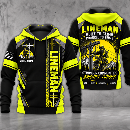 Custom Name Lineman Built to Climb 3D Hoodie