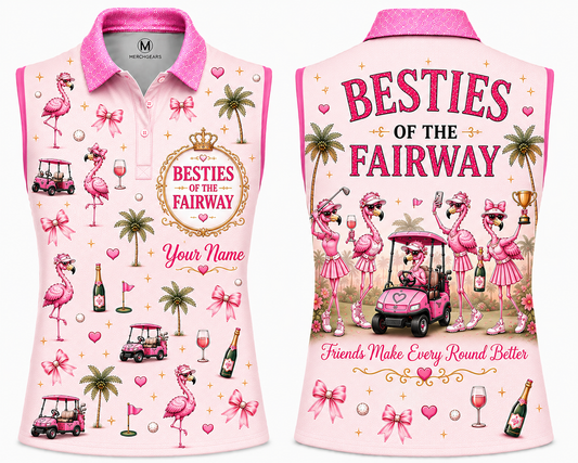 Personalized Besties Of The Fairway Women's Sleeveless Athleisure Polo Shirt