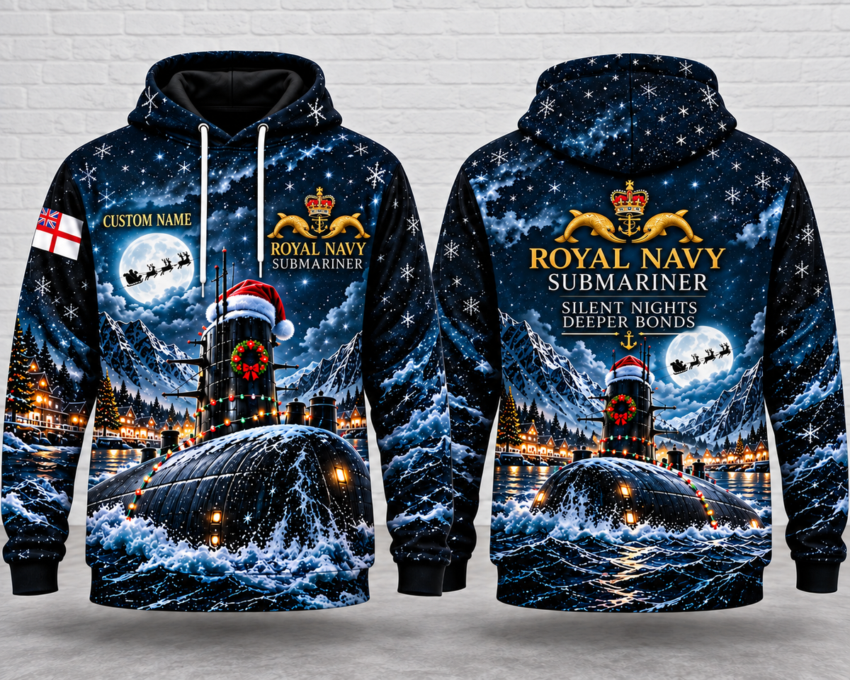 Royal Navy Submarine Service Christmas 3D Hoodie - Personalized Submariner Gift