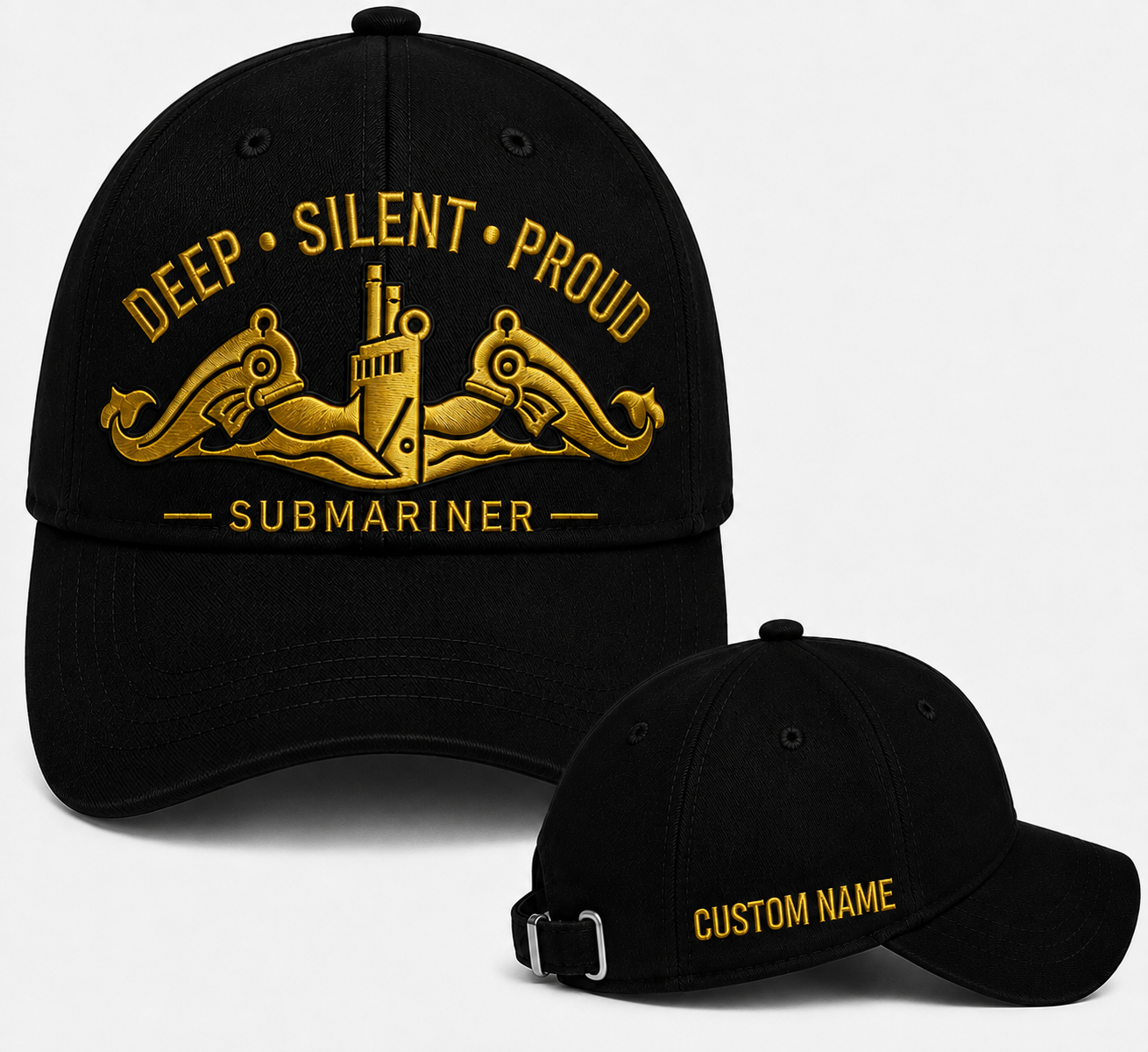Custom Name Submariner Deep Silent Proud Embroidered Cap