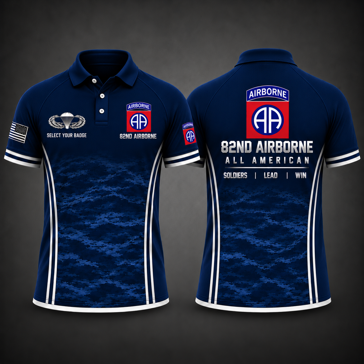 82nd Airborne Custom Parachutist Badge All American Polo Shirt