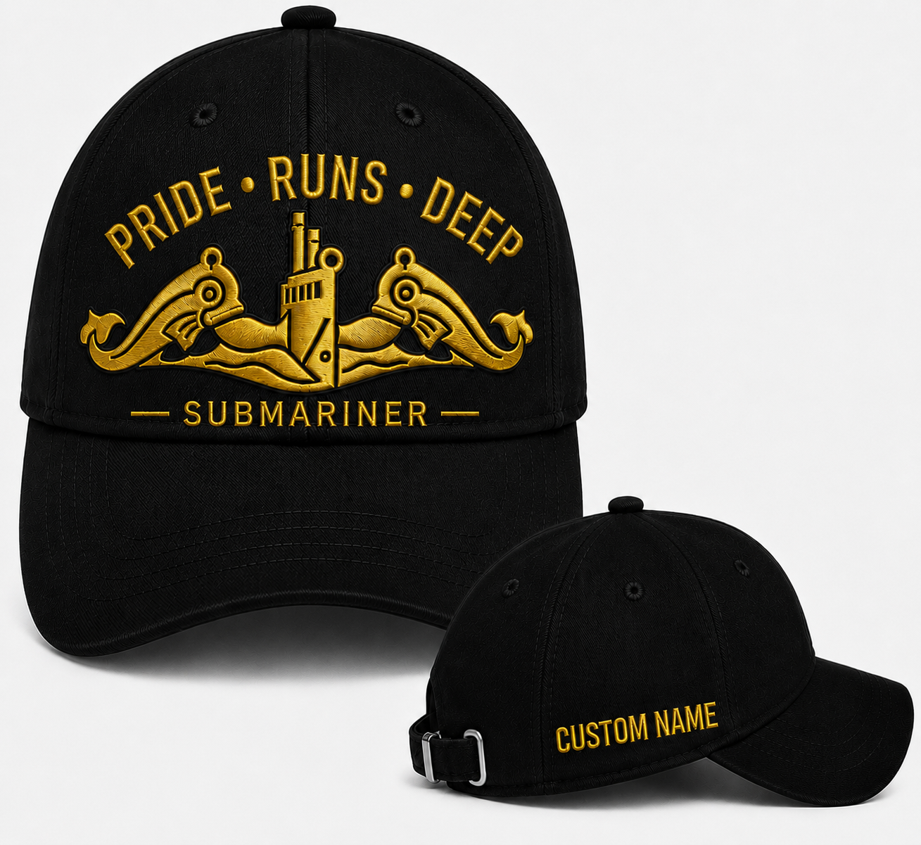Custom Name Submariner Pride Runs Deep Embroidered Cap