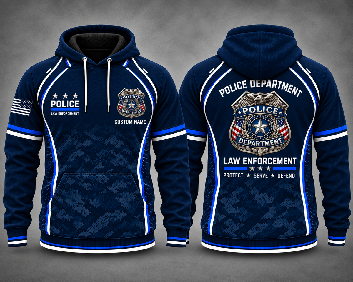 Custom Name Police Department Law Enforcement 3D Hoodie - Protect Serve Defend