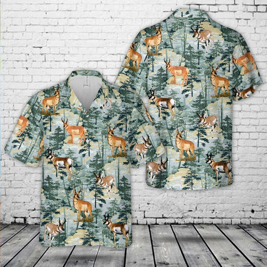 Pronghorn Antelope Tropical Hawaiian Shirt
