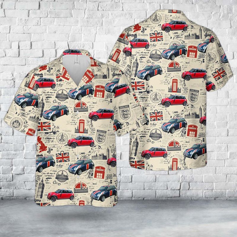 United Kingdom Mini-Cooper Union Jack Hawaiian Shirt
