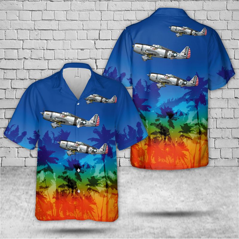 US Air Force Republic P-47D Thunderbolt Of 460th Fighter Squadron Hawaiian Shirt