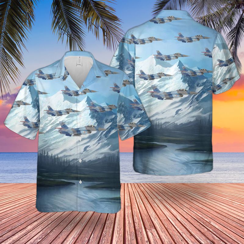 USAF 18th Aggressor Squadron F-16 Fighting Falcon Hawaiian Shirt