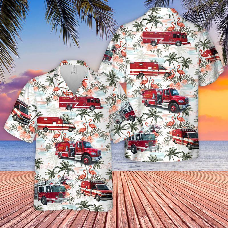 US Maine Caribou Fire & Ambulance Department Hawaiian Shirt